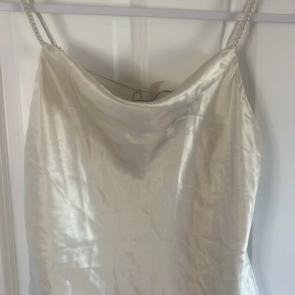 NWT 100% Silk Cinq a sept braided marta cowl neck cami Light Plaster Size XS - Picture 2 of 9